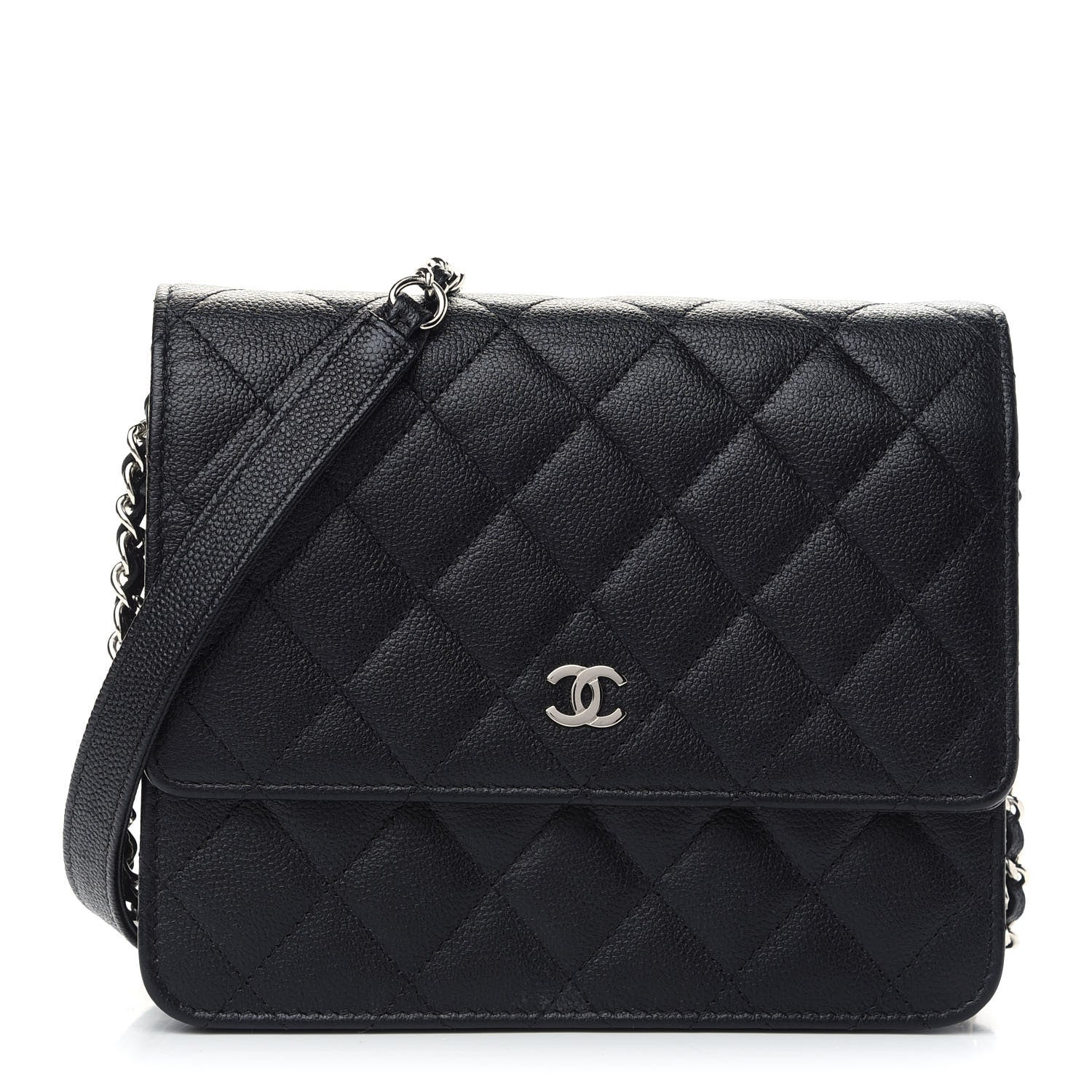 Chanel Caviar Quilted Square Wallet On Chain WOC Black 1 of 10