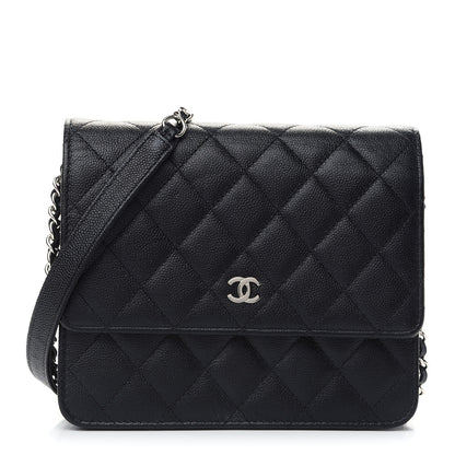 Chanel Caviar Quilted Square Wallet On Chain WOC Black 1 of 10