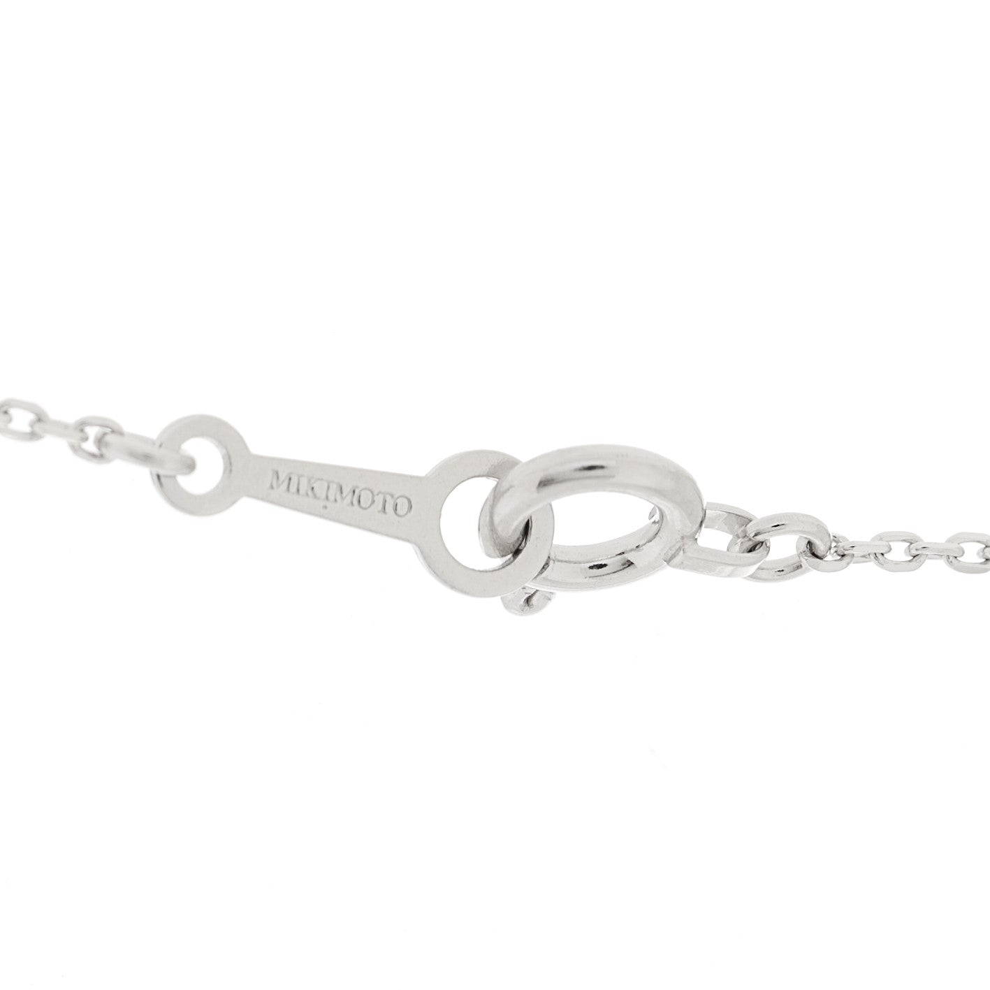 18K White Gold Diamond Akoya Pearl 7.5-8mm Lariat Necklace