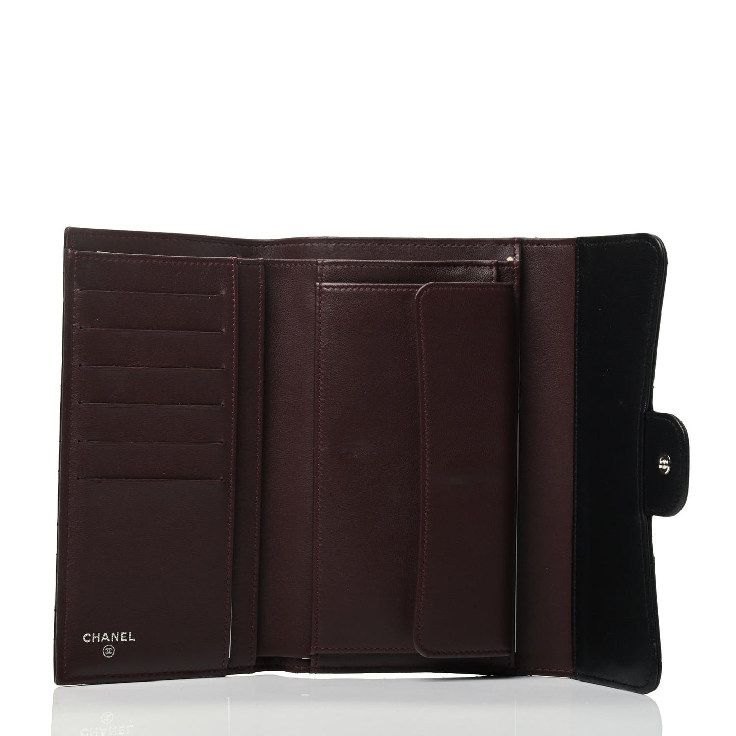 Lambskin Quilted Large Flap Wallet Black