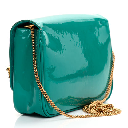 Versace Patent Medusa Safety Pin Embellished Shoulder Bag Turquoise 3 of 8