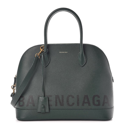 Balenciaga Signature Grained Calfskin Logo M Ville Top Handle Bag Vert Malachite 1 of 7