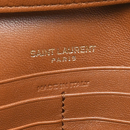 Saint Laurent Lambskin Carre Quilted Cassandre Chain Wallet Brown 6 of 10