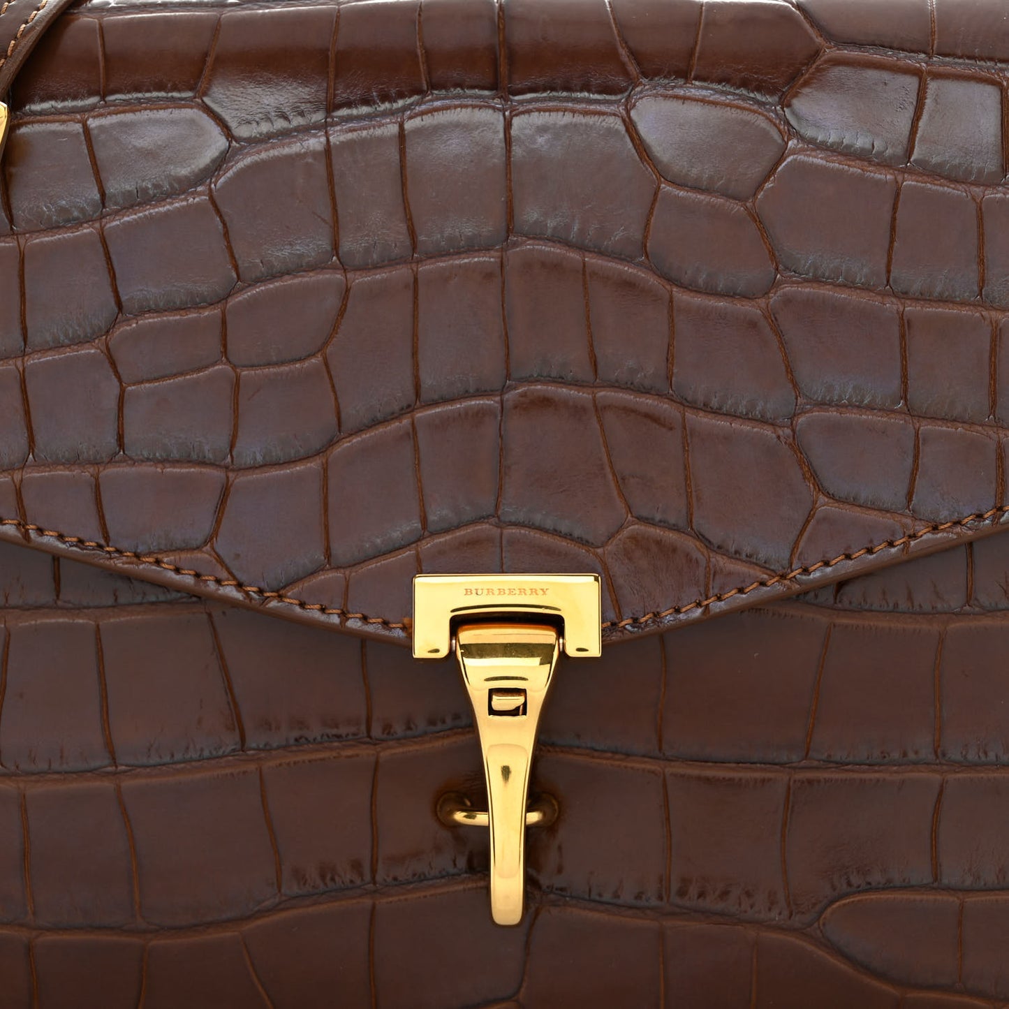 Alligator Small Macken Crossbody Bag Brown