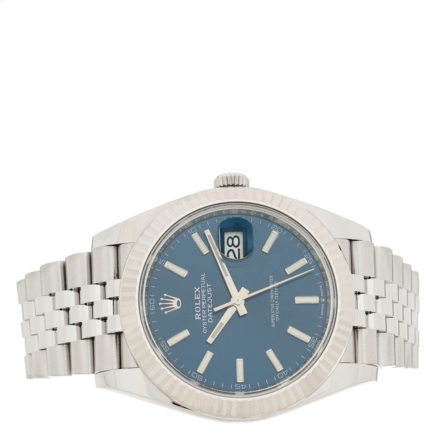 Rolex Stainless Steel 18K White Gold 41mm Oyster Perpetual Datejust Watch Bright Blue 126334 2 of 5