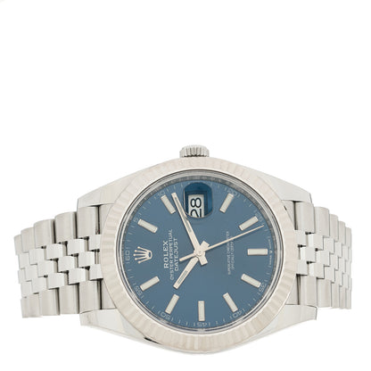Rolex Stainless Steel 18K White Gold 41mm Oyster Perpetual Datejust Watch Bright Blue 126334 2 of 5