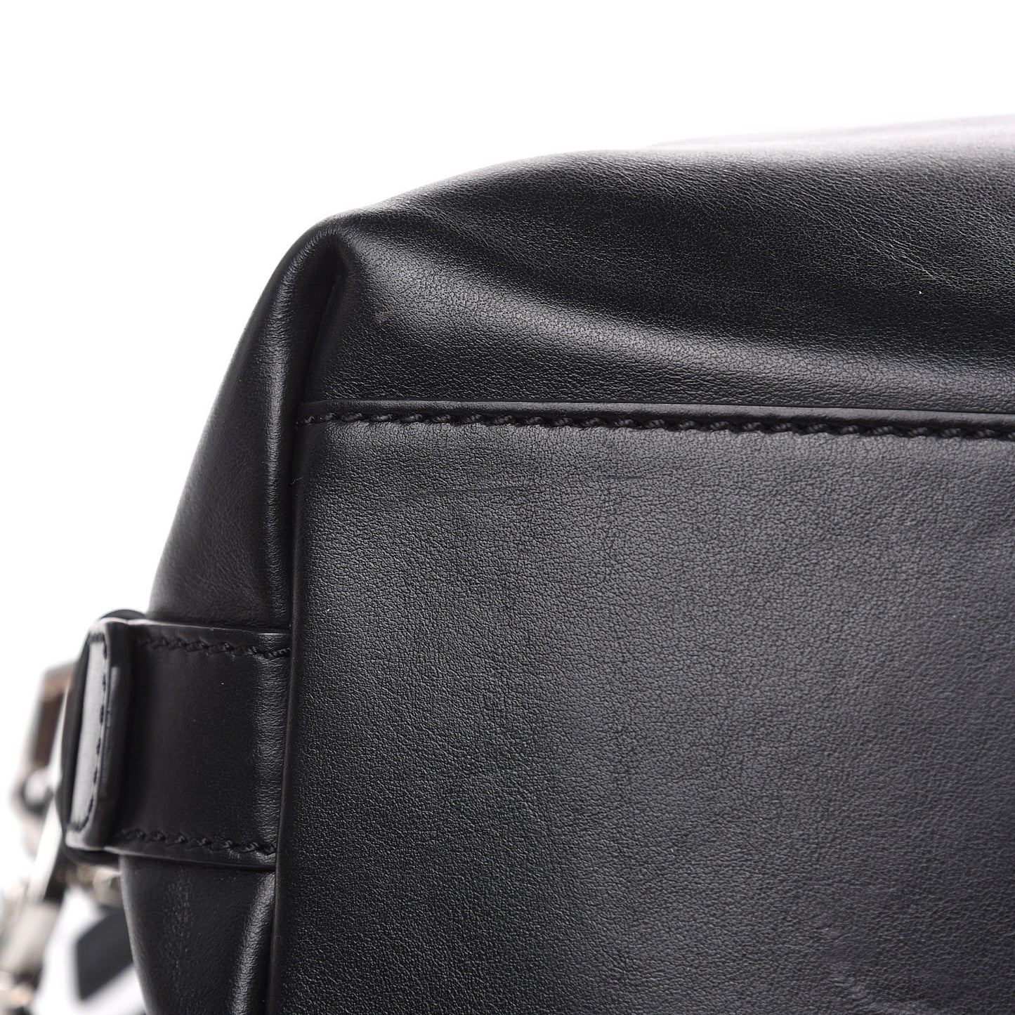 Waxed Calfskin Small Nightingale Logo Strap Black