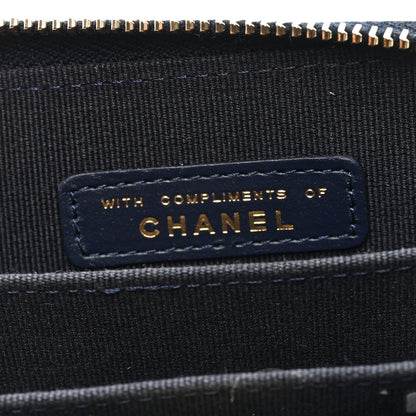 Chanel Caviar Enamel Coco Casino Quilted Zip Coin Purse Navy Blue 7 of 8