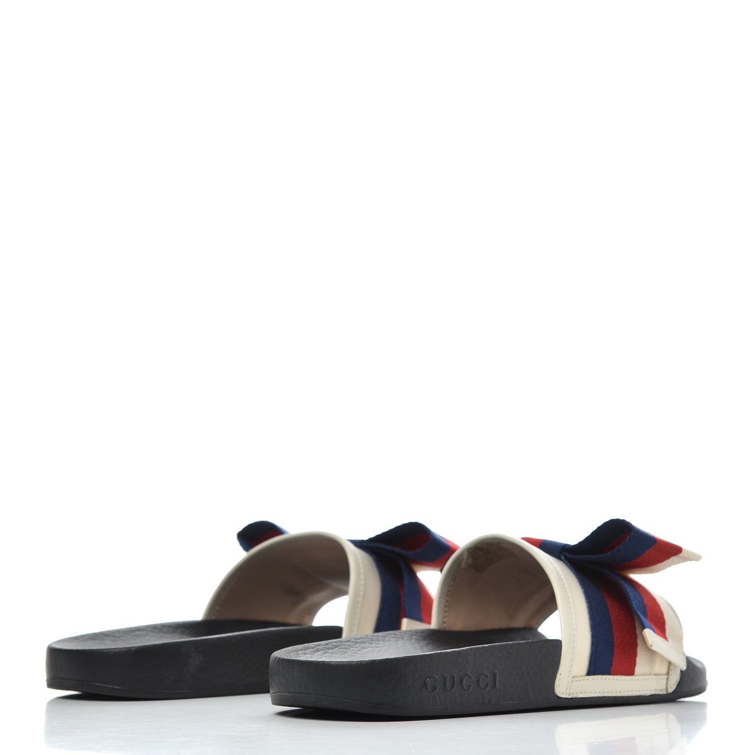 Gucci Satin Web Sylvie Bow Slide Sandals 37 White 4 of 16