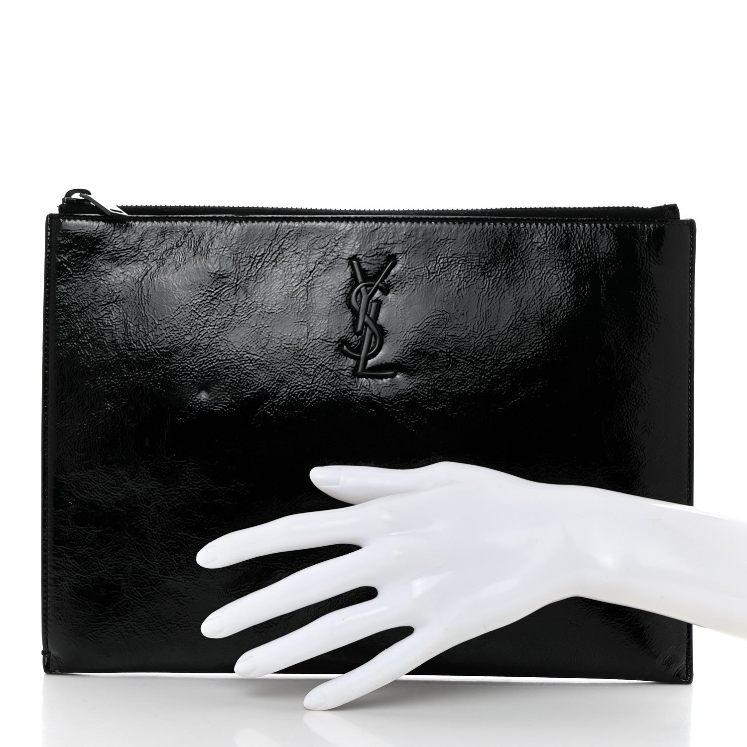 Saint Laurent Texturized Patent Monogram iPad Case Black 2 of 10