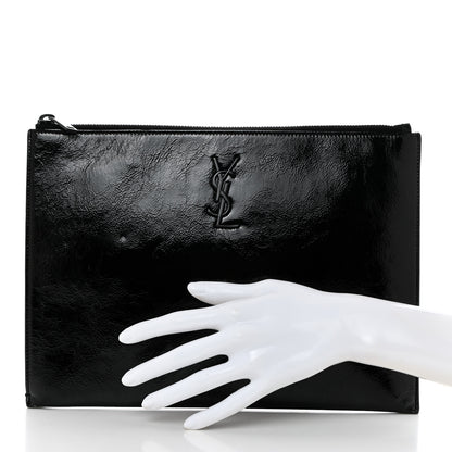 Saint Laurent Texturized Patent Monogram iPad Case Black 2 of 10