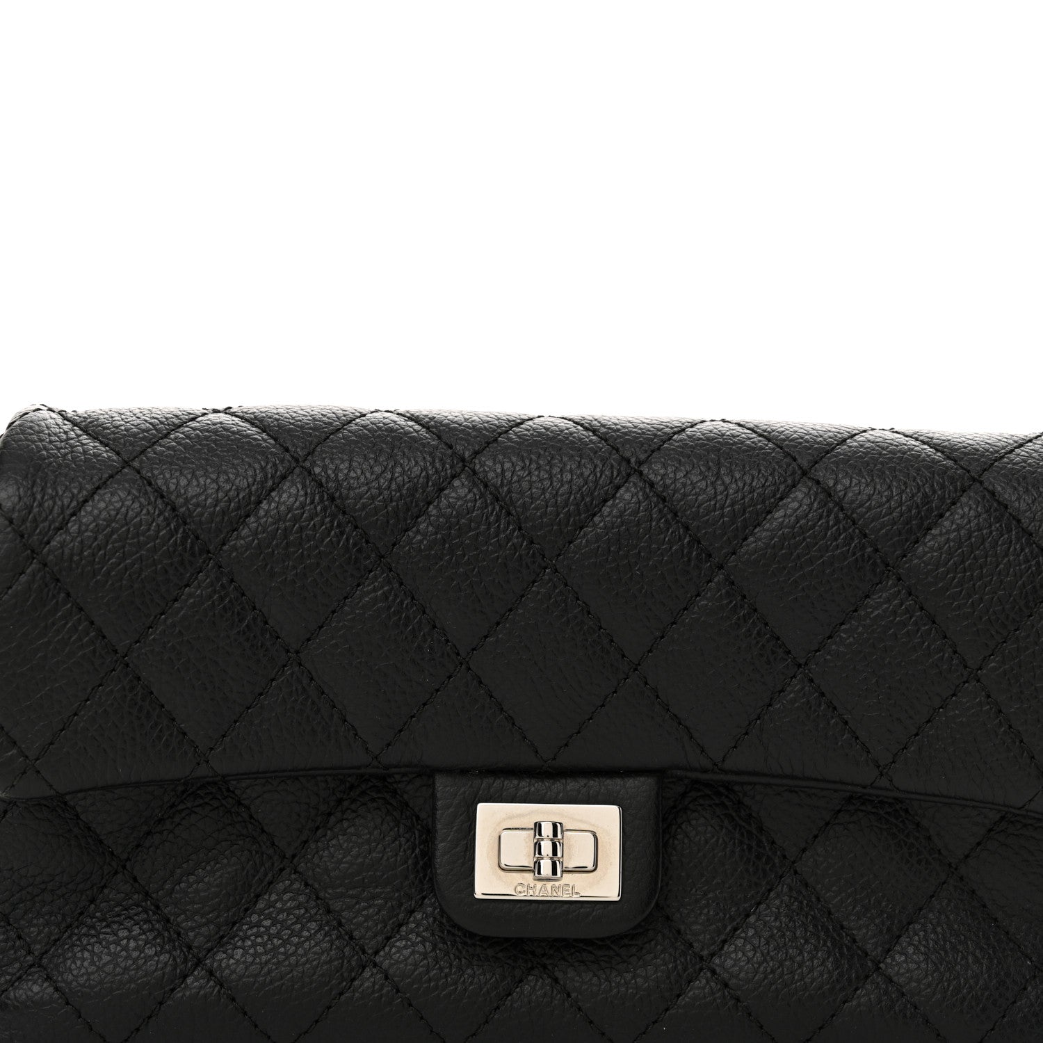 Chanel Grained Calfskin Quilted 2.55 Reissue Flap Belt Bag Clutch  Black 9 of 12