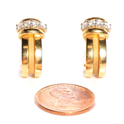 Tiffany Platinum 18K Yellow Gold Diamond Hoop Earrings 2 of 4