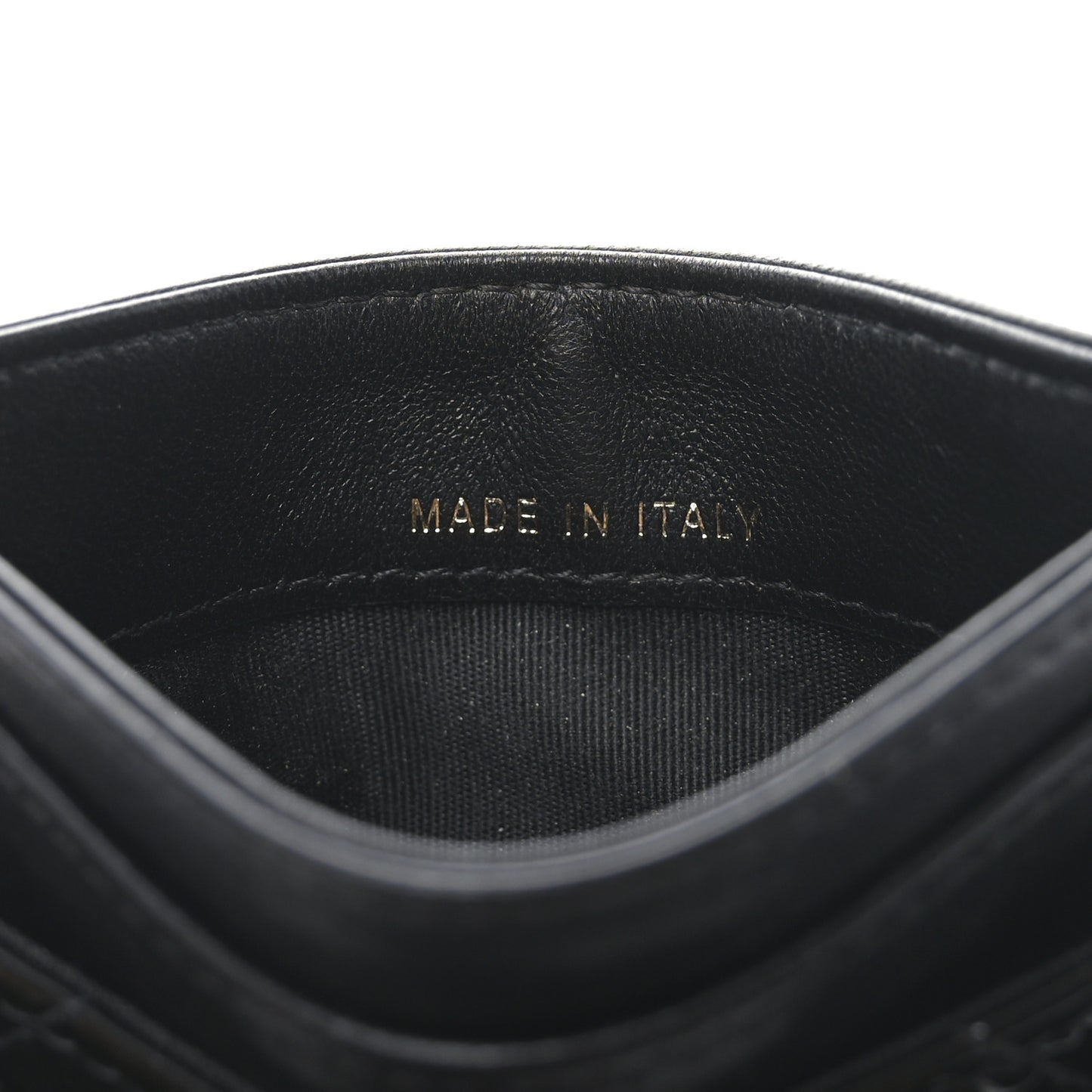 Patent Calfskin Quilted Card Holder Black
