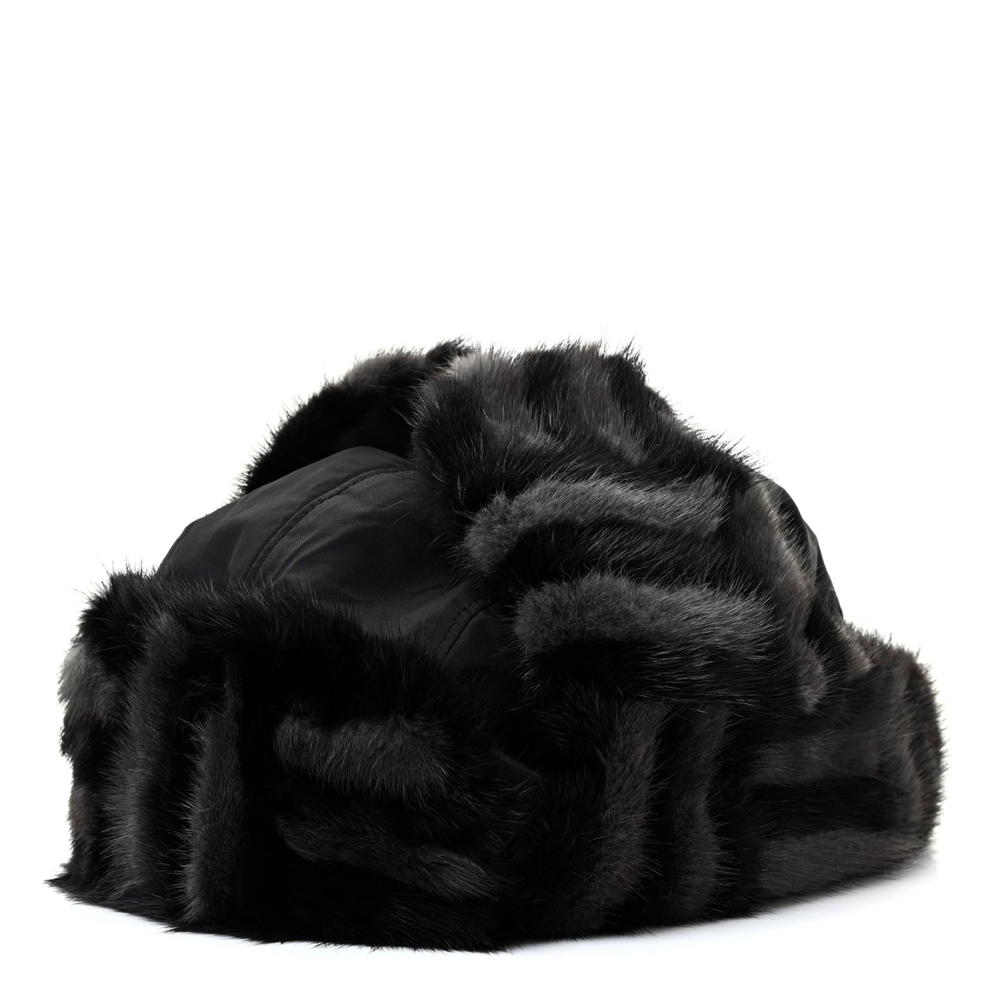 Polyester Silk Mink Fur Hat Black
