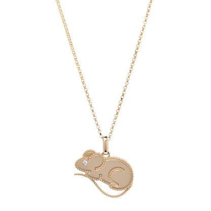 Roberto Coin X DISNEY 18K Yellow Gold Diamond Cinderella Mouse Necklace 1 of 5