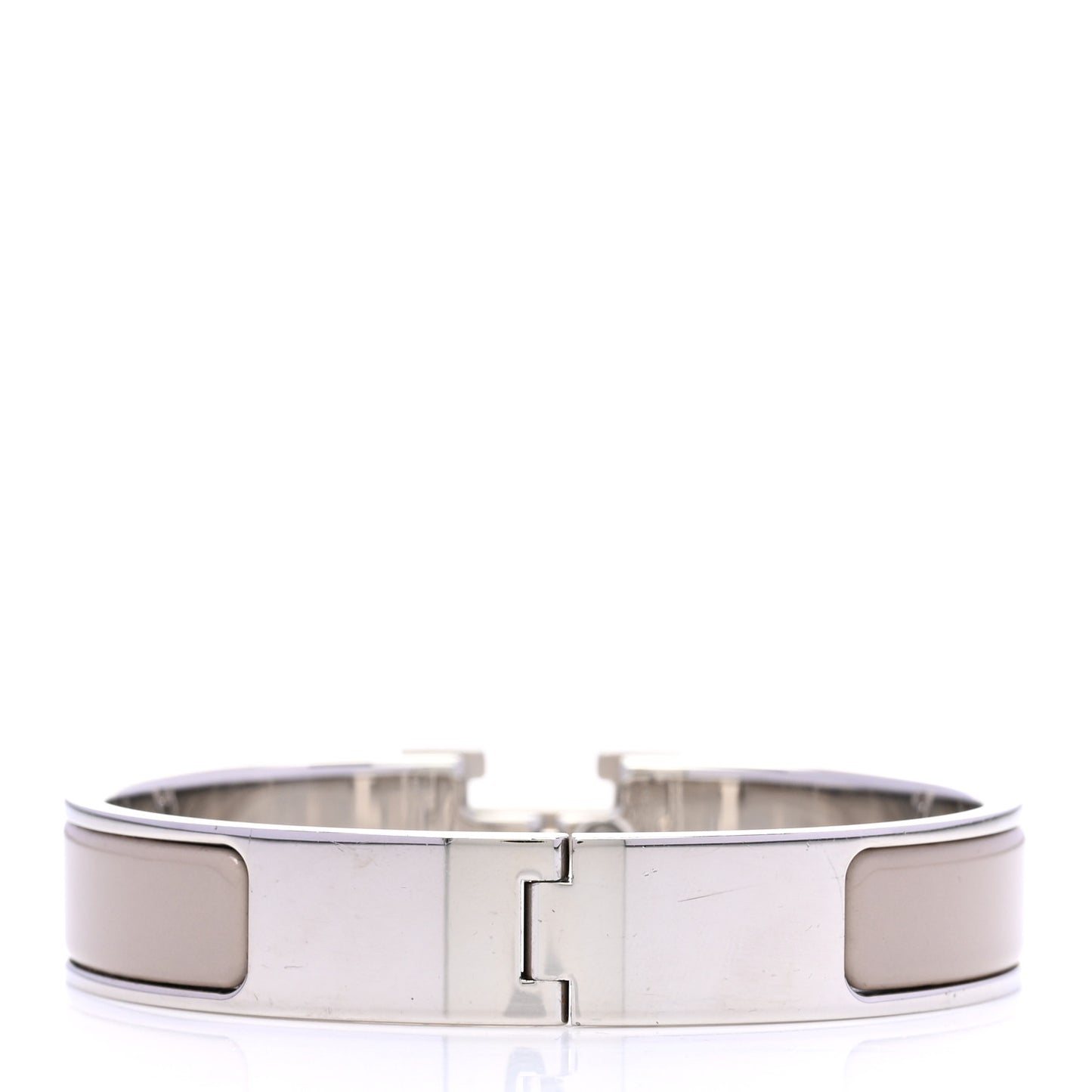 Enamel Narrow Clic Clac H Bracelet PM Blanc Marron Glace