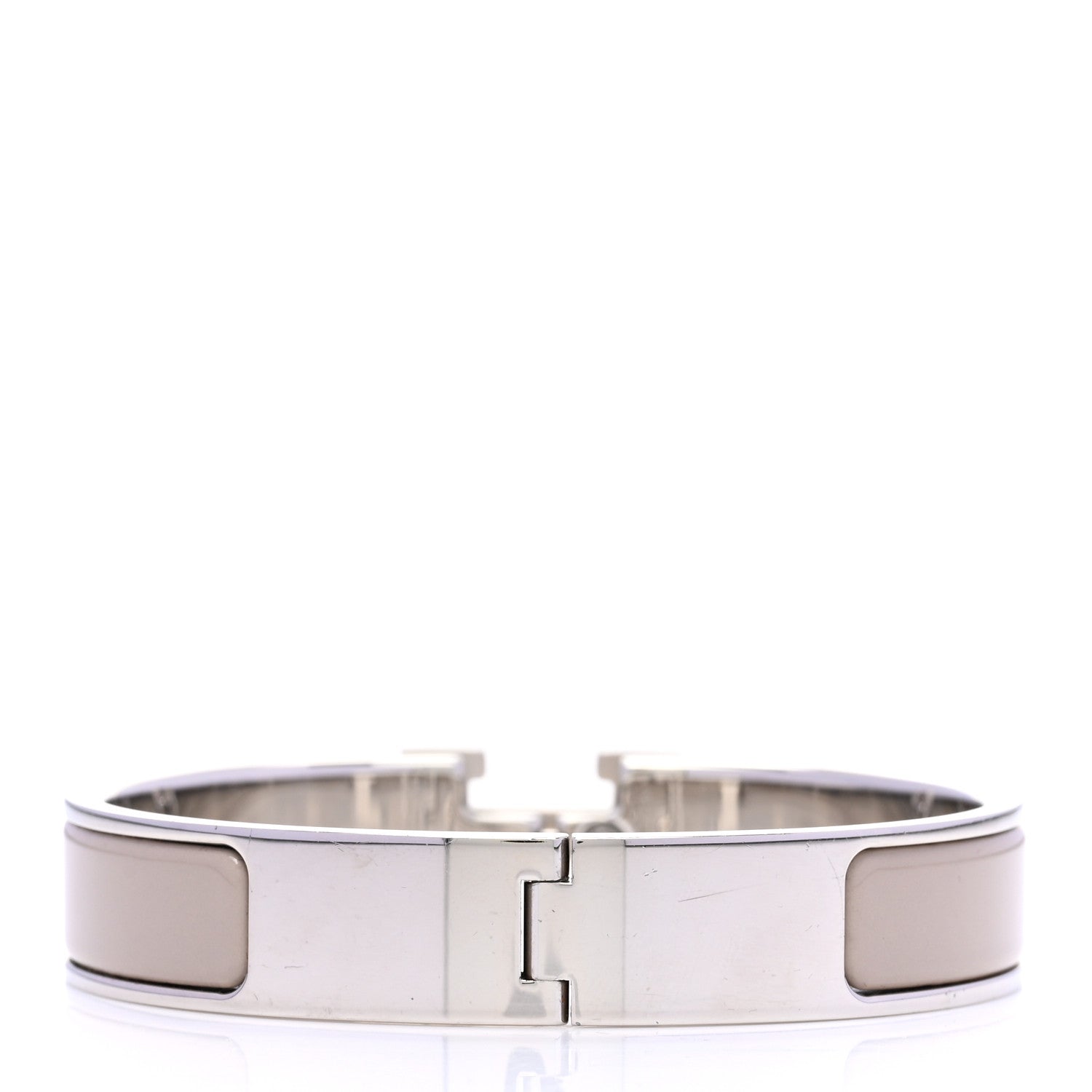 Hermes Enamel Narrow Clic Clac H Bracelet PM Blanc Marron Glace 3 of 5