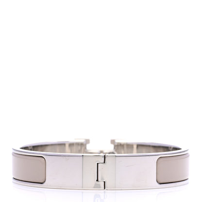 Hermes Enamel Narrow Clic Clac H Bracelet PM Blanc Marron Glace 3 of 5