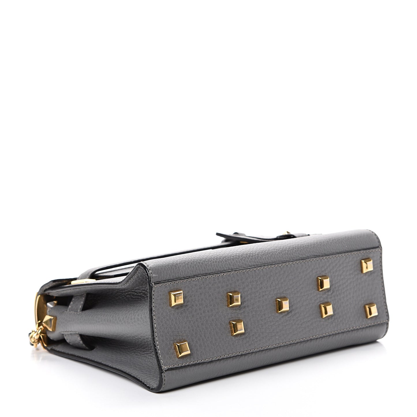 Grained Calfskin Small My Rockstud Frame Bag Gray