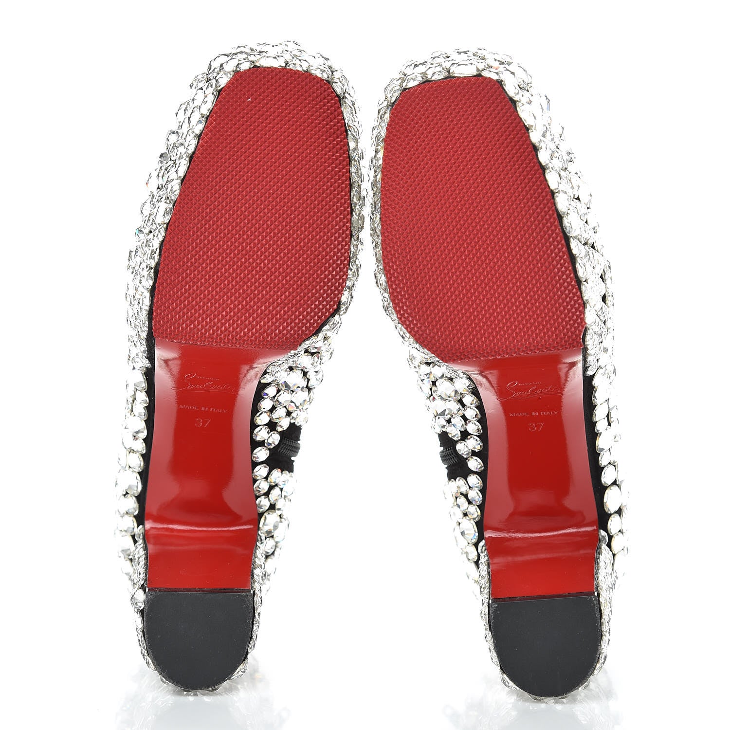 Christian Louboutin Veau Velours Strass Roxxxy 110 Ankle Boots 37 Crystal 5 of 8