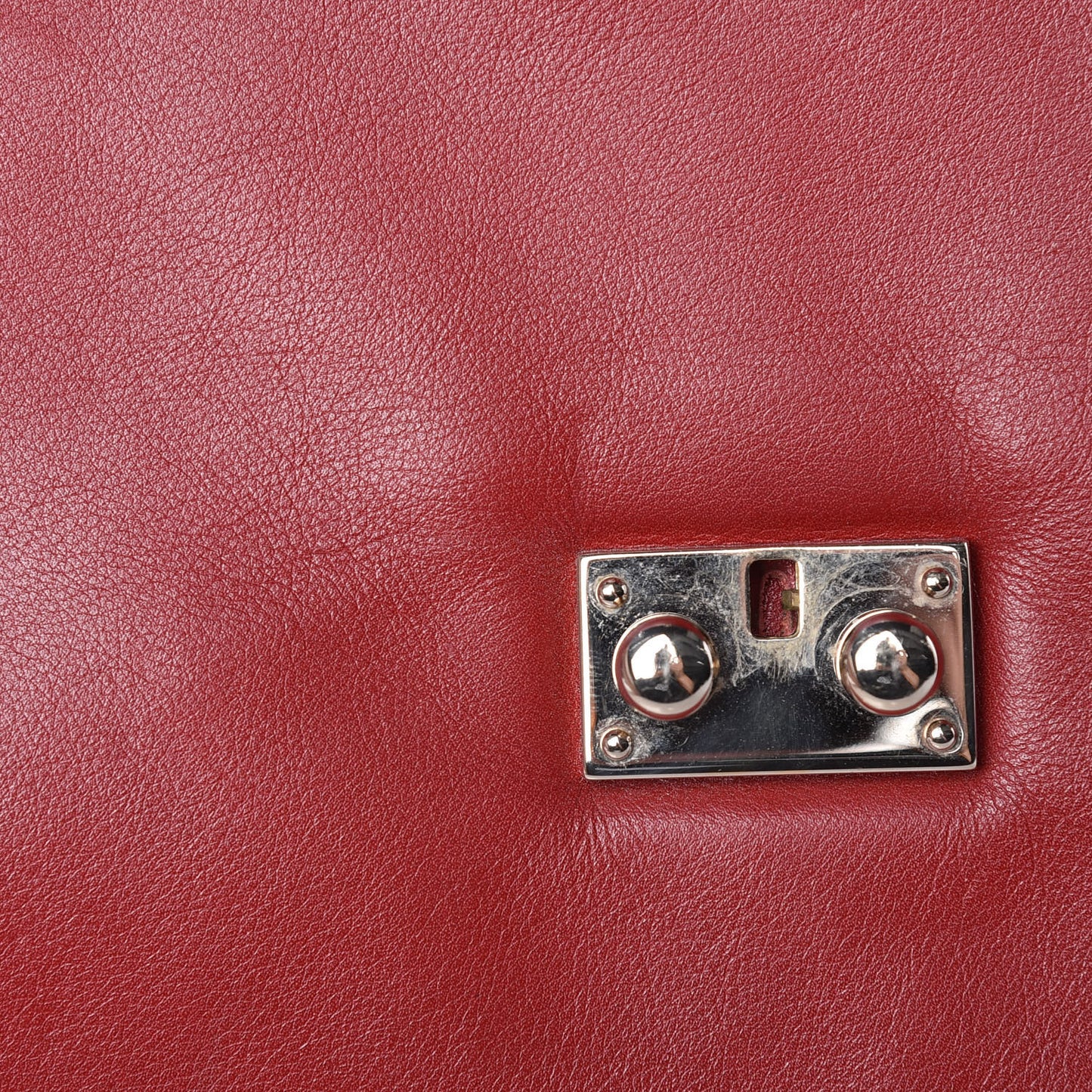 Vitello Large Glam Lock Rockstud Flap Red