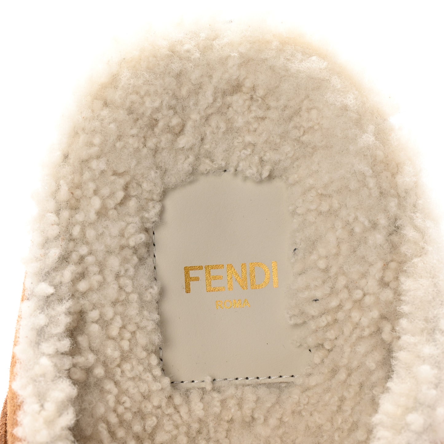 Suede Shearling Fendi Feel Buckled Clogs 36.5 Caramel Latte