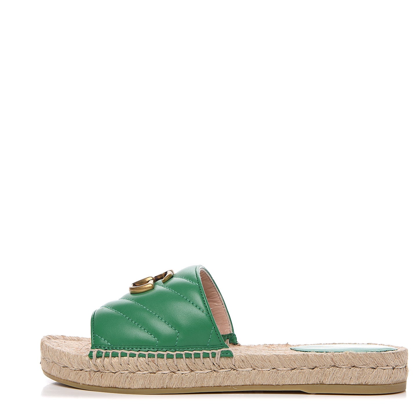 Nappa Matelasse GG Marmont Espadrille Slide Sandals 36 New Shamarock