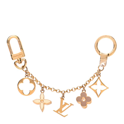 Louis Vuitton Brass Enamel Fleur De Monogram Bag Charm Chain Gold 1 of 3