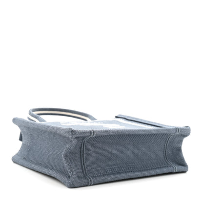 Christian Dior Canvas Embroidered Les Fleurs du Mal Mini Book Tote  Blue White 4 of 11