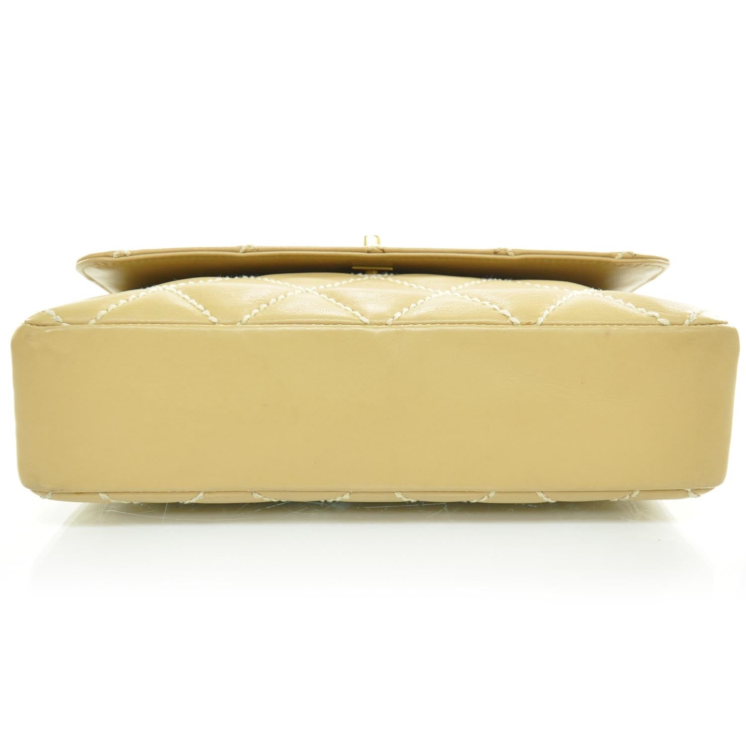 Chanel Leather Quilted Surpique Flap Beige 5 of 11