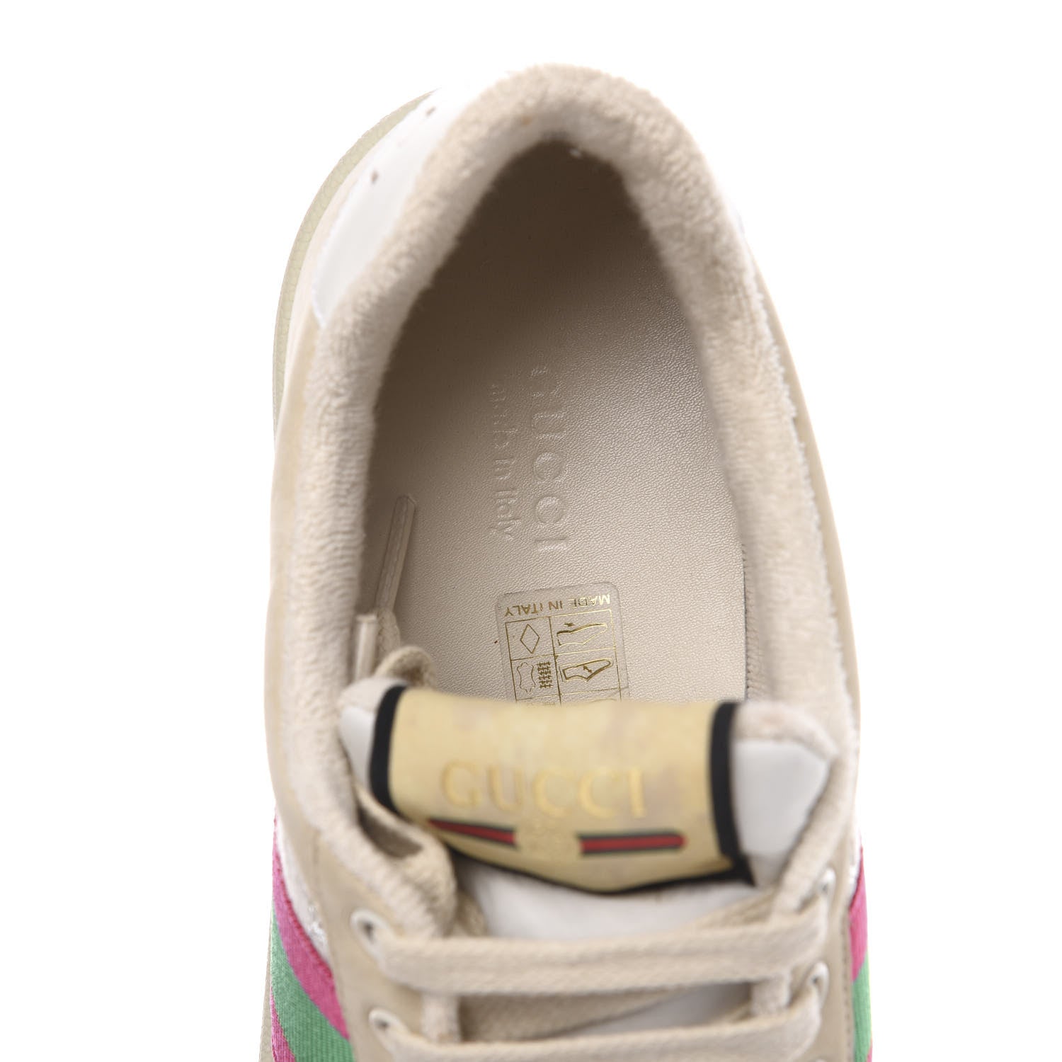 Gucci Lame GG Monogram Nubuck Web Screener Sneakers 39 Gardenia Silver Dusty Milk White 6 of 8