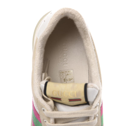 Gucci Lame GG Monogram Nubuck Web Screener Sneakers 39 Gardenia Silver Dusty Milk White 6 of 8