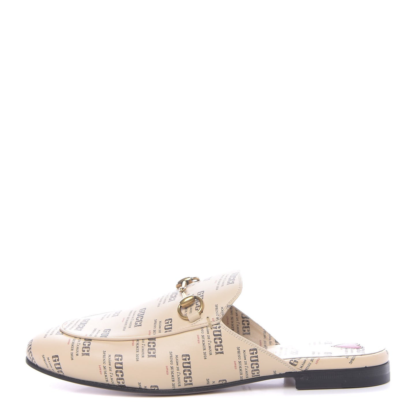 Calfskin Stamp Print Womens Princetown Slippers 38 Soy Black