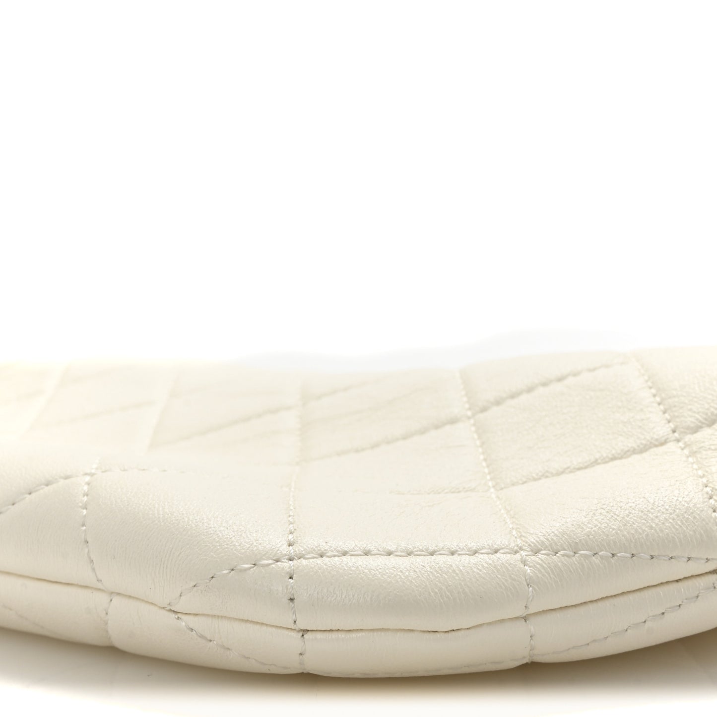 Lambskin Quilted Pearl Crown Clutch Bag White