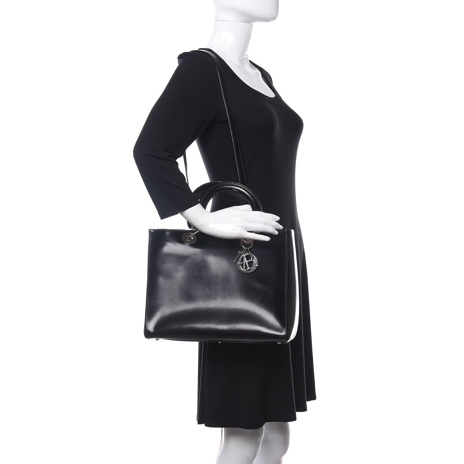 Christian Dior Glazed Calfskin Large Lady Dior Black 2 of 19