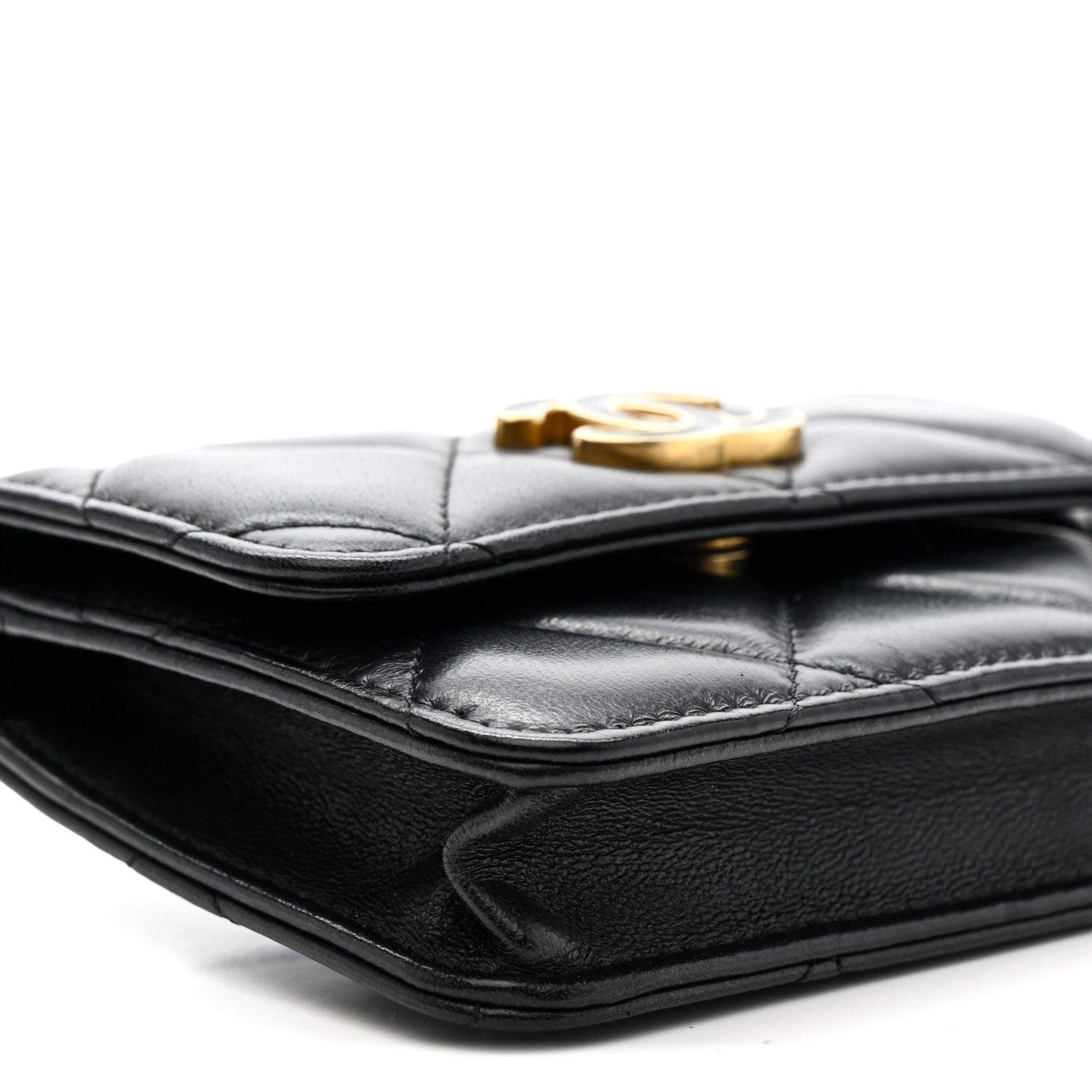 Chanel Lambskin Enamel Quilted Pending CC Flap Belt Bag Black 10 of 11