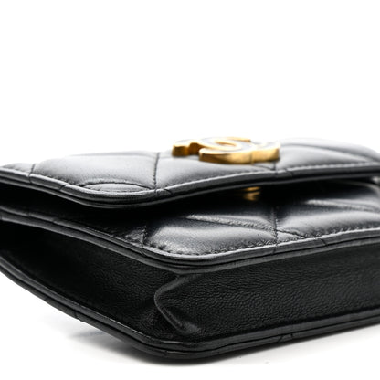 Chanel Lambskin Enamel Quilted Pending CC Flap Belt Bag Black 10 of 11