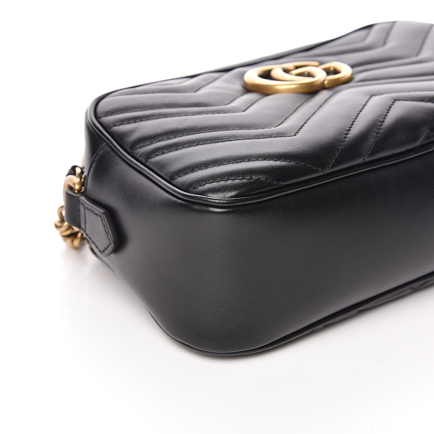 Gucci Calfskin Matelasse Small GG Marmont Chain Shoulder Bag Black 11 of 13