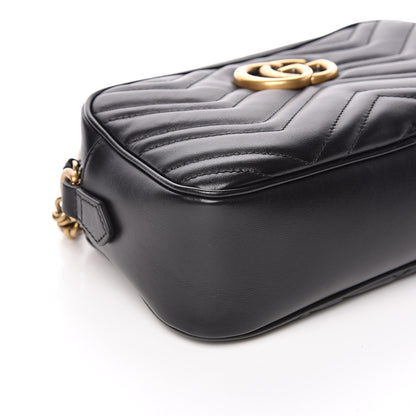 Gucci Calfskin Matelasse Small GG Marmont Chain Shoulder Bag Black 11 of 13