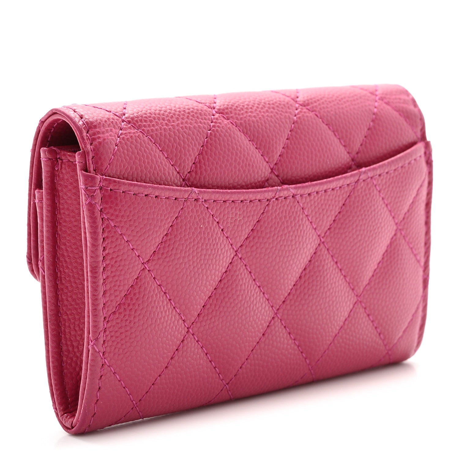 Chanel Caviar Quilted Flap Card Holder Wallet Dark Pink 3 of 8