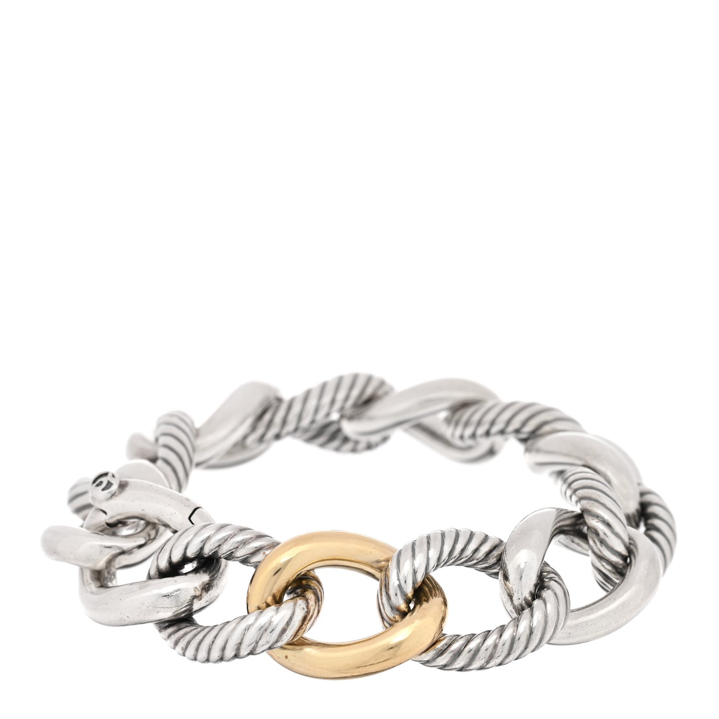 Sterling Silver 18K Yellow Gold Large Belmont Curb Link Bracelet