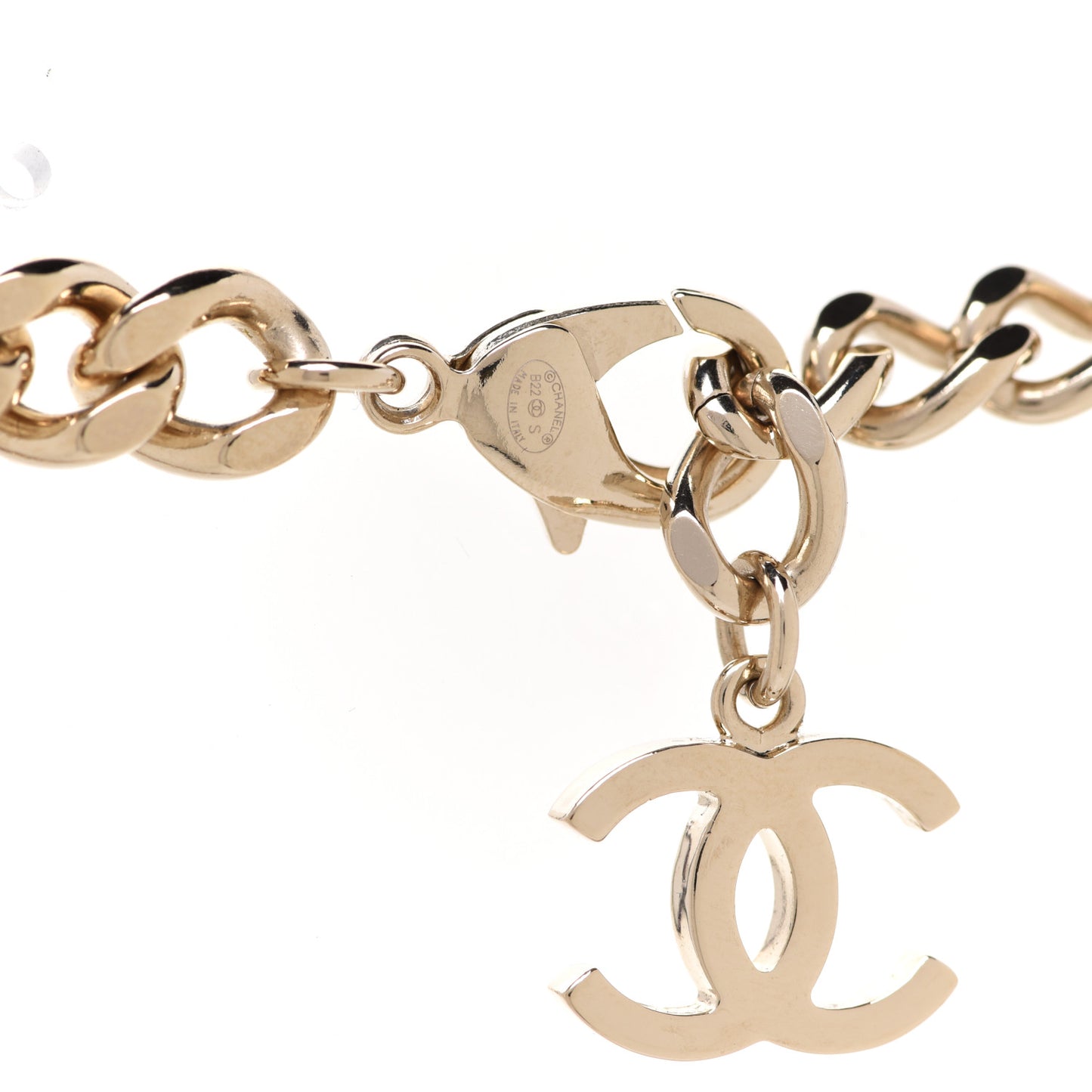 Metal Enamel Chain CC Choker Gold White