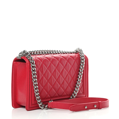 Chanel Perforated Lambskin Quilted New Medium Boy Flap Dark Pink 4 of 16