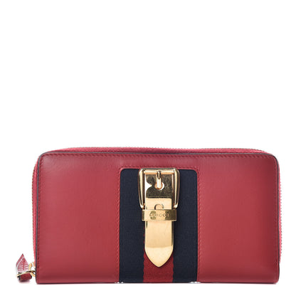 Gucci Calfskin Sylvie Zip Around Wallet Hibiscus Red 1 of 11