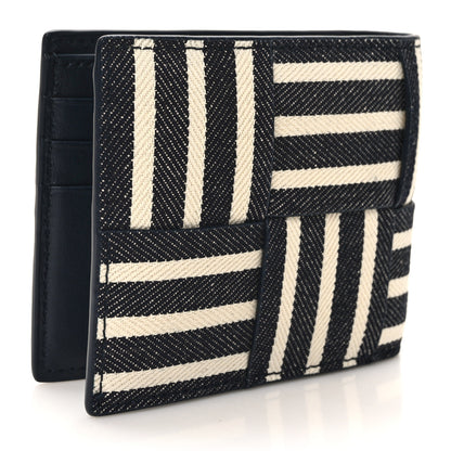 Bottega Veneta Hickory Denim Maxi Intrecciato Bi-Fold Wallet Navy White 3 of 6