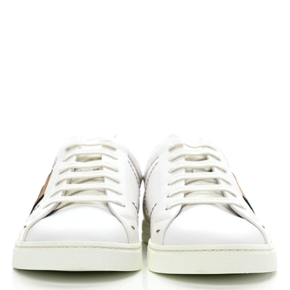 Fendi Calfskin Fabric Jacquard FF Mens Low Top Sneakers 8 White Black 2 of 8