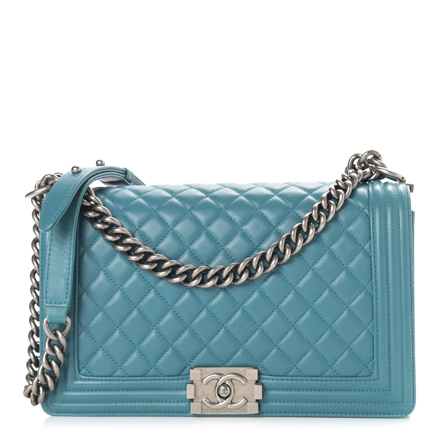 Chanel Lambskin Quilted New Medium Boy Flap Turquoise 1 of 9