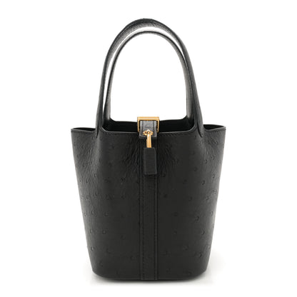 Hermes Ostrich Micro Picotin Lock Black 1 of 12