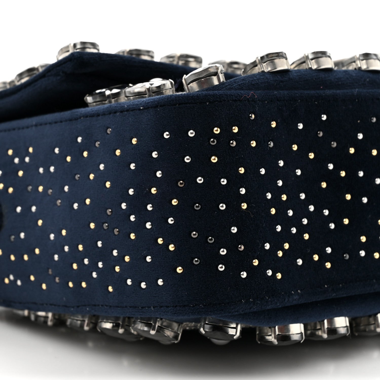 Fendi Velvet Crystal Embellished Baguette Midnight 10 of 10